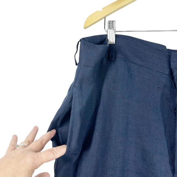 HACKETT Men’s 100% Linen Navy Button Fly Flat Front Shorts Size 40 - Picture 2 of 5